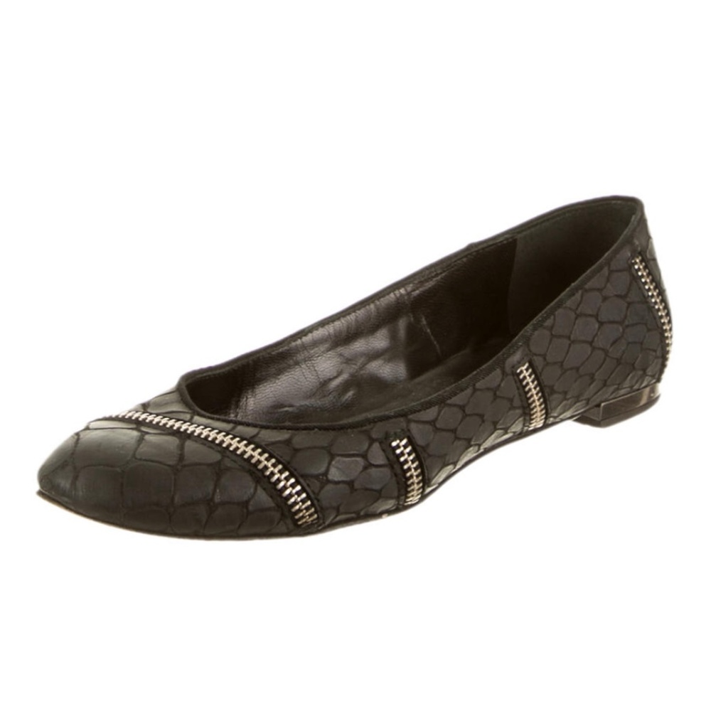 Grey Giuseppe Zanotti flats w/zipper embellishment
